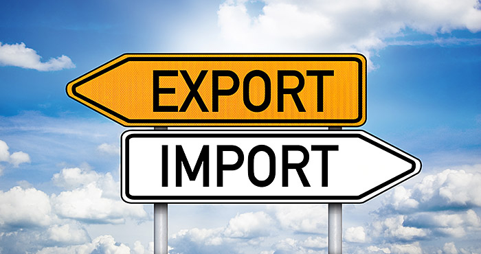 Wegweiser mit Export und Import